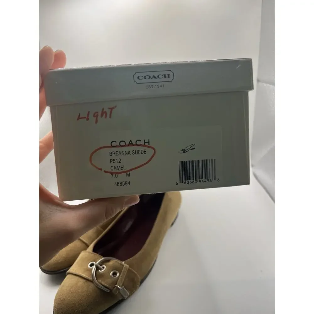 Coach Vintage Breanna Suede p512 Camel Size 7m Brown Leather ballet flats